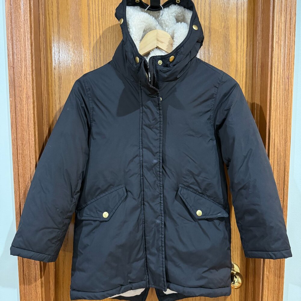 crew cuts outerwear size M girls black coat for winter, hooded